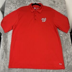 Washington Nationals MLB Polo Baseball Shirt Color Red TX3 COOL Men's Size Large